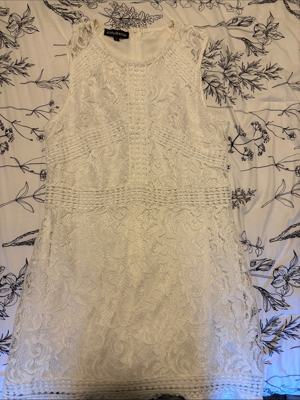 Eilly Bazar White Lace Sleeveless Dress
